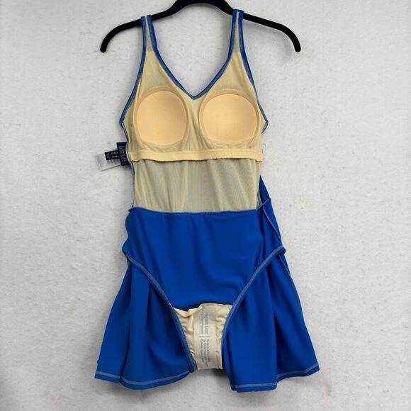 Denim & Co Beach Swim Dress Size 6 Blue Laser Cut One Piece Swimsuit - Picture 7 of 13
